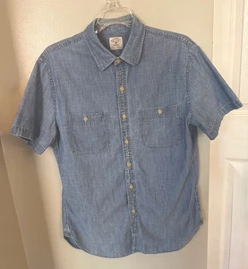 J.Crew Hemd Herren M Blau Chambray 100% Baumwolle Knopfleiste SS Denim Y2K Retro Arbeit - Bild 1 von 3