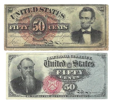 Lot (2) Fourth Issue 50 Cents Fractional Notes, Lincoln, High Grade Stanton 4th - Image 1 of 2