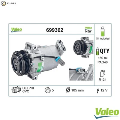 COMPRESSOR AIR CONDITIONING 699362 FOR HOLDEN VAUXHALL ZAFIRA/Mk/II ASTRA/IV - Image 1 of 4