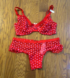 36D ❤️ 2tlg.SET Victoria's Secret ❤️ TEASE SEXY UNGEFÜTTERT HALB BH HÖSCHEN FRECH - Bild 1 von 7