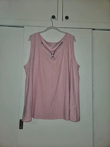 NWOT Lightweight Pink Semi-Sheer Zip-Up Tank (4XL = 20W) Plus Size - Picture 1 of 4