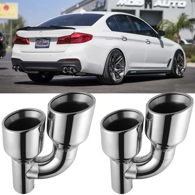 Para Serie 5 G30 530i 550i Doble 2.5" a 4" Salida Escape Puntas Cuádruples Doble Pared Foto 1 de 4