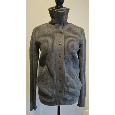 Cárdigan Suéter Eileen Fisher 100% Lana Merino, Botones a Presión, Cuello Solapa Talla XS Foto 1 de 4