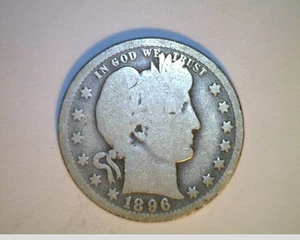1896-0 US Barber Quarter, Average Grade Circulated, .18084 Oz Silver (US-5951) - Picture 1 of 2