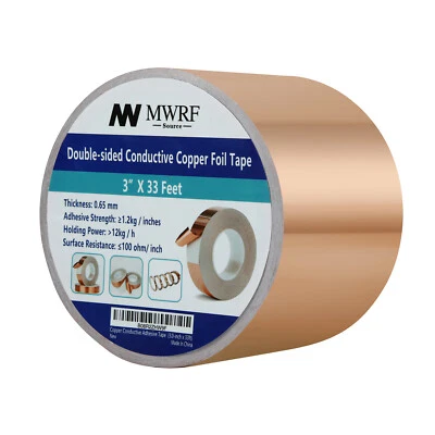3" x 33 feet Copper Foil Tape Conductive EMI Shielding; US Stock Fast Ship - Image 1 of 2