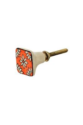 Knauf Knopf Möbelgriff Schubladengriff Türknopf Keramik quadratisch Orange 3 cm - Bild 1 von 2