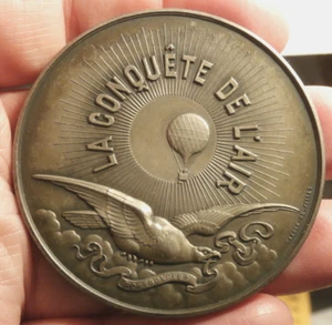 MONTGOLFIER EROBERUNG DER LUFT SILBER 55,5 mm MEDAILLE UM 1921 - Bild 1 von 2