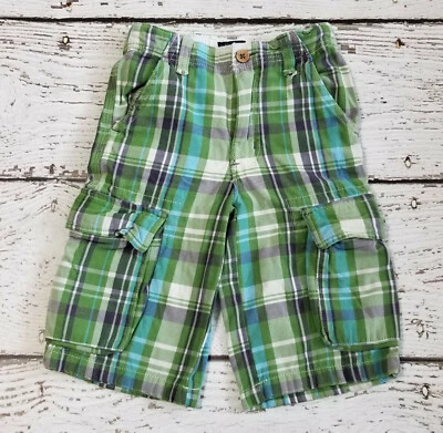 Pantalones Cortos Carga MINI BODEN 6 Niños Verde Azul A Cuadros con Cintura Ajustable Usados en Excelente Condición 6 Foto 1 de 4