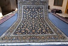 Floral Hand Knotted Caucasian Area Rug 8x11 ft Blue Vintage Oriental Wool Carpet