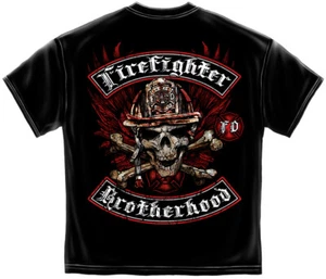 FIREFIGHTER BIKER CROSS BONES T-Shirt - PreShrunk Cotton - 6 Sizes - Picture 1 of 2