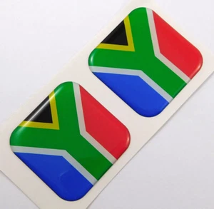 South Africa flag Square Domed Decal car bike gel stickers 1.5" 2pc - Imagen 1 de 2