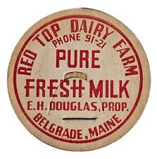 BELGRADE, MAINE ME "Red Top Dairy" MILK BOTTLE TOP CAP POG Farm Ephemera