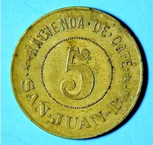 Ficha 5 Almud HACIENDA Cafe SAN JUAN Bartolo MARICAO LARES PUERTO RICO token - Picture 1 of 4