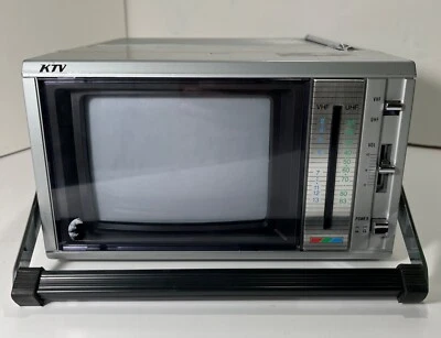 Vintage 1984 KTV KCT-5003 RetroColor CRT 5" Inch VHF UHF TV Silver - Working - Image 1 of 4