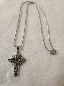 Solvar Multicor Crystal Cross Pendant Necklace 18 inch Length - Picture 1 of 3