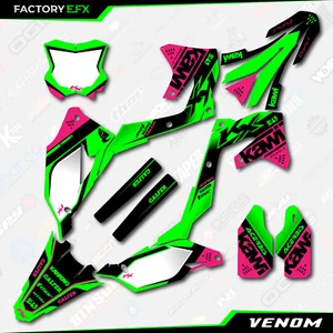 Green & Pink Venom Graphics Kit fits 19-23 Kawasaki KXF450 KX450 Plate KX450F - Picture 1 of 6