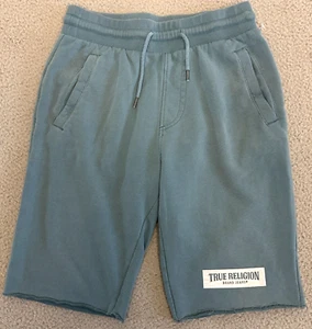 True Religion Fleece Sweat Shorts Herren kleiner Kordelzug blau dicke Baumwolle - Bild 1 von 23