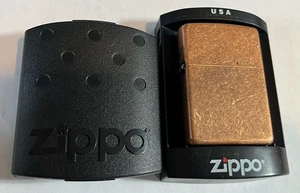 New! 2003 Cased antique copper finish Zippo lighter W/ Paperwork & Case Un-fired - Picture 1 of 4