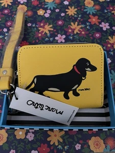 Marc Tetro Yellow Dachshund Dog Zippered Wristlet Wallet w/ Gift Box NWT - Picture 1 of 4