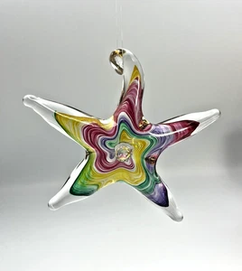 Luke Adams Signed Blown Art Glass Nautical Star Fish Sun Catcher/ Ornament 4.5" - Picture 1 of 13