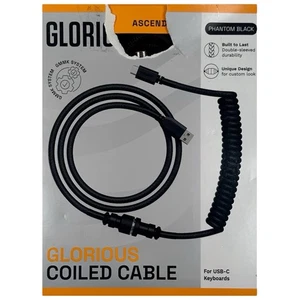 Cable de teclado trenzado USB-C en espiral glorioso negro (NUEVO/CAJA ABIERTA) - Imagen 1 de 3