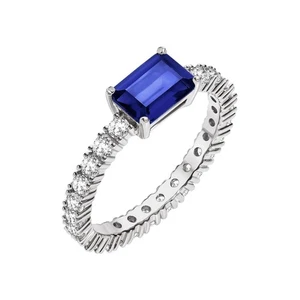 18K Weißgold plattierter Silberring mit 1,75 Karat Gesamtgewicht Lab Grown Sapp... - Bild 1 von 6