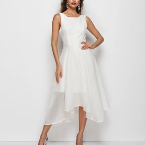 Eclect Dress AUS 6 US2 Midi White Textured Sleeveless Fit & Flare Minimalist - Picture 1 of 4