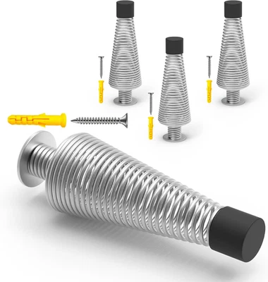 Paradas de puerta plateadas de 4,5" para parte inferior de la puerta (paquete de 4) - Sprin industrial de alta resistencia Foto 1 de 4