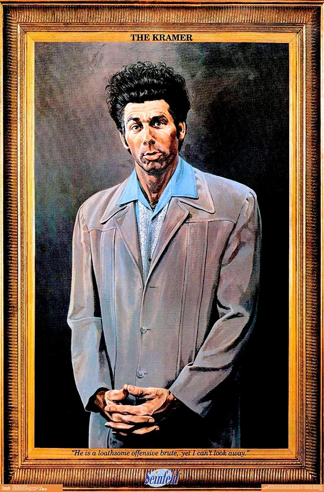 BUYARTFORLESS Cosmo Kramer Portrait - Seinfeld TV Show 36x24 Art Print Poster Humor Portrait
