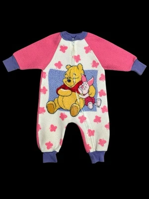 Vintage Winnie The Pooh & Piglet Butterfly Sleeper One Piece Size 6-12 Months - Image 1 of 4