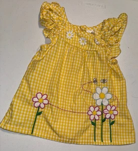 Top bebé Blueberi Blvd 18M amarillo guinga floral abeja manga volantes - Imagen 1 de 5