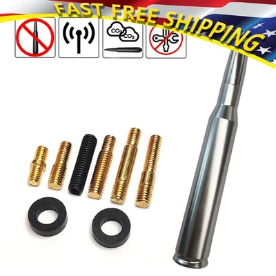 Para Ford F150 50 Cal Bullet Plata Antena Calibre Mecanizado Pesado CNC Billet Corto Foto 1 de 4