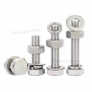 Kit de arandela de cabeza hexagonal M10 M12 M14 M16 tornillo + tuerca + plana/resorte A2 304 acero inoxidable - Imagen 1 de 10