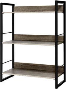 Bookshelf, 3 Tier Metal Book Shelf Bookcase Corner Display Storage Shelves Stand - Picture 1 of 12