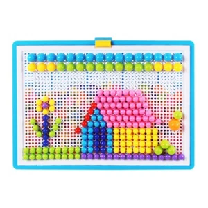 Children Kids Puzzle Peg Board 592 Pegs Mosaic Puzzle Toy Block Peg Set Gift - Picture 1 of 9