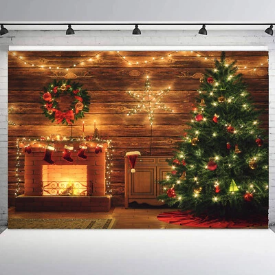 Chimenea retro de invierno de 10x8 pies para estudio de fondo de fotos de chimenea de Navidad Foto 1 de 4