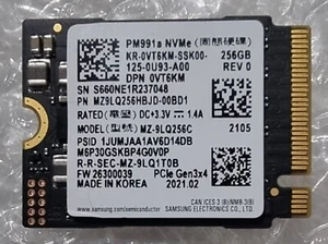 Samsung PM991a 256GB NVMe PCIe M2 2230 SSD MZ-9LQ256C D P/N 0VT6KM Dell Laptop - Afbeelding 1 van 1