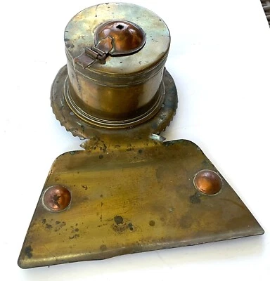 OBJET DE POILU ENCRIER 1914-1918 TRENCH ART WW1 INK BOTTOM TINTE UNTEN TINTA FON - Photo 1/4