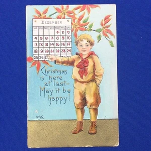 Tarjeta postal vintage de Boy Scout Christmas Is Here With Scout 2410C1 - Imagen 1 de 3