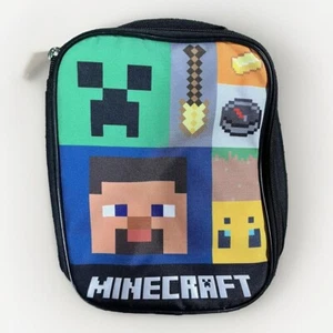 Minecraft Insulated Lunch Bag Box Tote Black Zipper Closure w/ Carry Handle - Picture 1 of 5