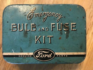 1930s Vintage FORD Emergency BULB & FUSE KIT Metal Car Auto Part No 18407 