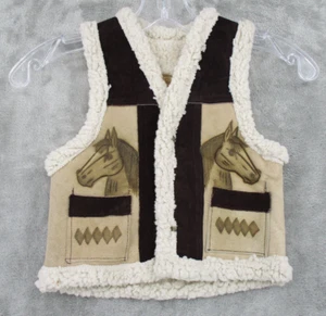 D Flores Vest Girls 6 Western Equestrian Sherpa Lined Horse Suede Leather Snap - Picture 1 of 8