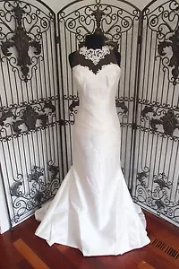 9W BEAUTIFUL BY ENZOANI BT 16-2 IVORY SZ 12 SHEER BACK LACE GOWN DRESS - Picture 1 of 12
