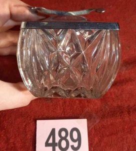 vintage Lidded, glass sugar bowl with internal sprung tongs - Picture 1 of 3