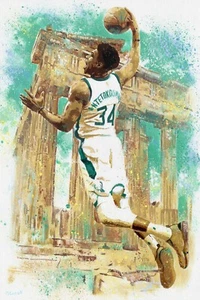 Giannis Antetokounmpo, print, poster, Milwaukee Bucks, art by Ukrainian artist - Picture 1 of 3
