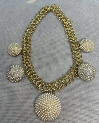 Collar Chicos Pasarela Alta Costura Cúpula Estrás Perlas Imitadas Tono Dorado Foto 1 de 4