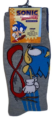 Sonic The Hedgehog Crew Calcetines 2 Pares Hombres 6.5-12 Gris Azul Dorado Anillos Video SEGA Foto 1 de 4