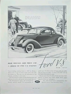 1937 Ford Black & White Automobile Print Ad Wall Art Pre WW2 - Picture 1 of 1