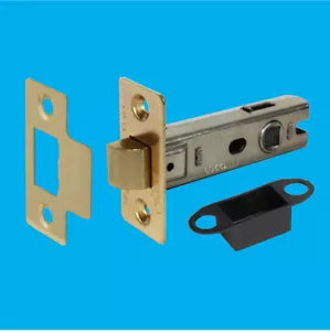 2X PERRY-75 mm Fire rated bolt Ce Bolt Through Tubular Latch ELEC BRASS - Picture 1 of 9