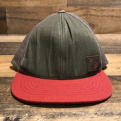 Volcom Hat Snapback Cap Men Green Brown Youth Against Establishment Skate READ - Image 1 of 4